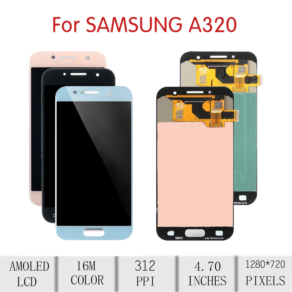 4," OLED для samsung Galaxy A3 A320 сенсорный ЖК-экран для samsung A320 дисплей A320FL A320F A320F/DS A320Y