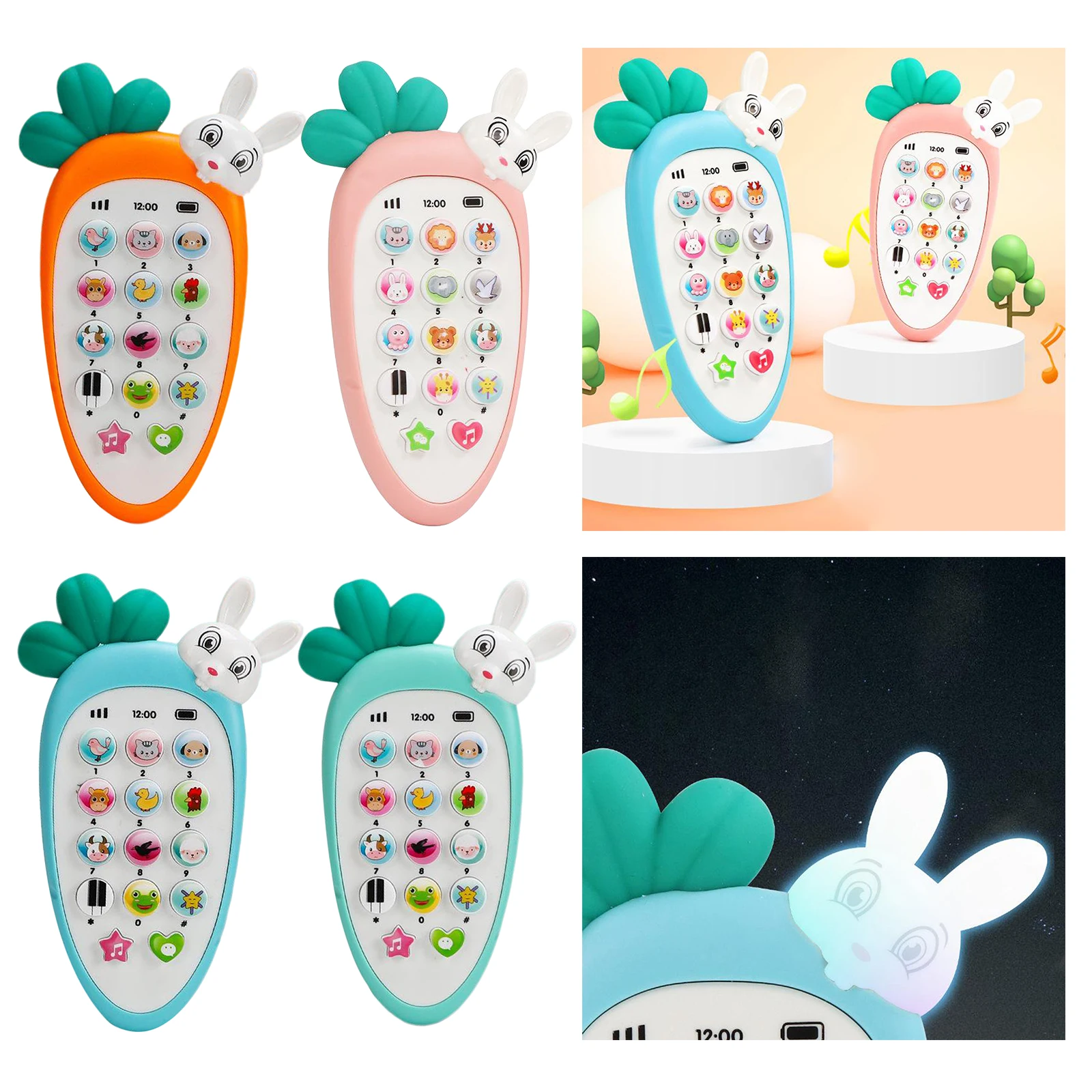 Juguete electrónico de teléfono móvil de dibujos animados para chico, precioso teléfono juguetes educativos de aprendizaje, máquina de sonido de música