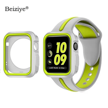 

Silicone Sports Strap+Case for Apple Watch Band Series 4 5 44mm 40mm Bracelet Strap For Apple Watch 42mm 38mm Band Watch Cover