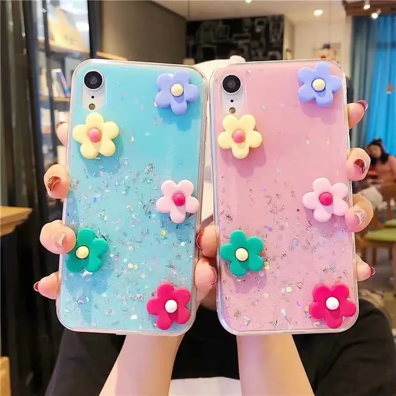 Милые маленькие цветы Чехол для мобильного телефона iphone 2019 5 8/2019 6 1/2019 блестками и
