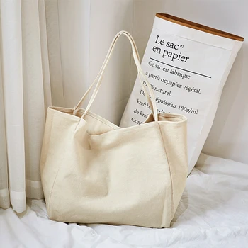 

Big Shoulder Bag Korea Tote Bag Canvas Women Students Girls Bags Large Shopping Bag Eco Cotton Cloth Summer Beach Shopper Bag