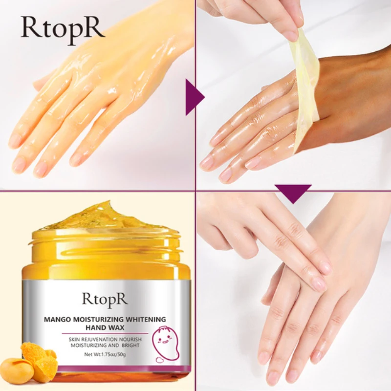 RtopR Mango Hand Mask Whitening Moisturizing Repair Exfoliating Calluses Hand Wax Filming Anti-Aging Hand Skin Cream 50g TSLM1