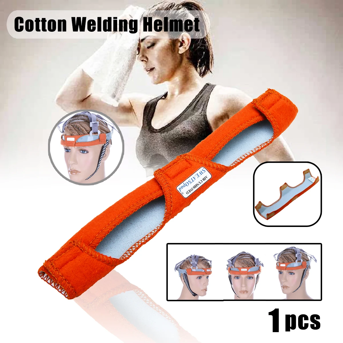 1pc Soft Antiflaming Welding Helmet Sweatband Orange Fabric Replaceable Headband Cotton Welding Soldering Hat Protective Tool