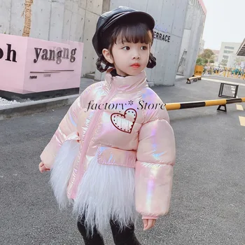 

Girls Down Cotton Liang Pi Coat Winter New Thick Mian Bao Fu Zhong Xiao Tong Short Fan Cai Bright