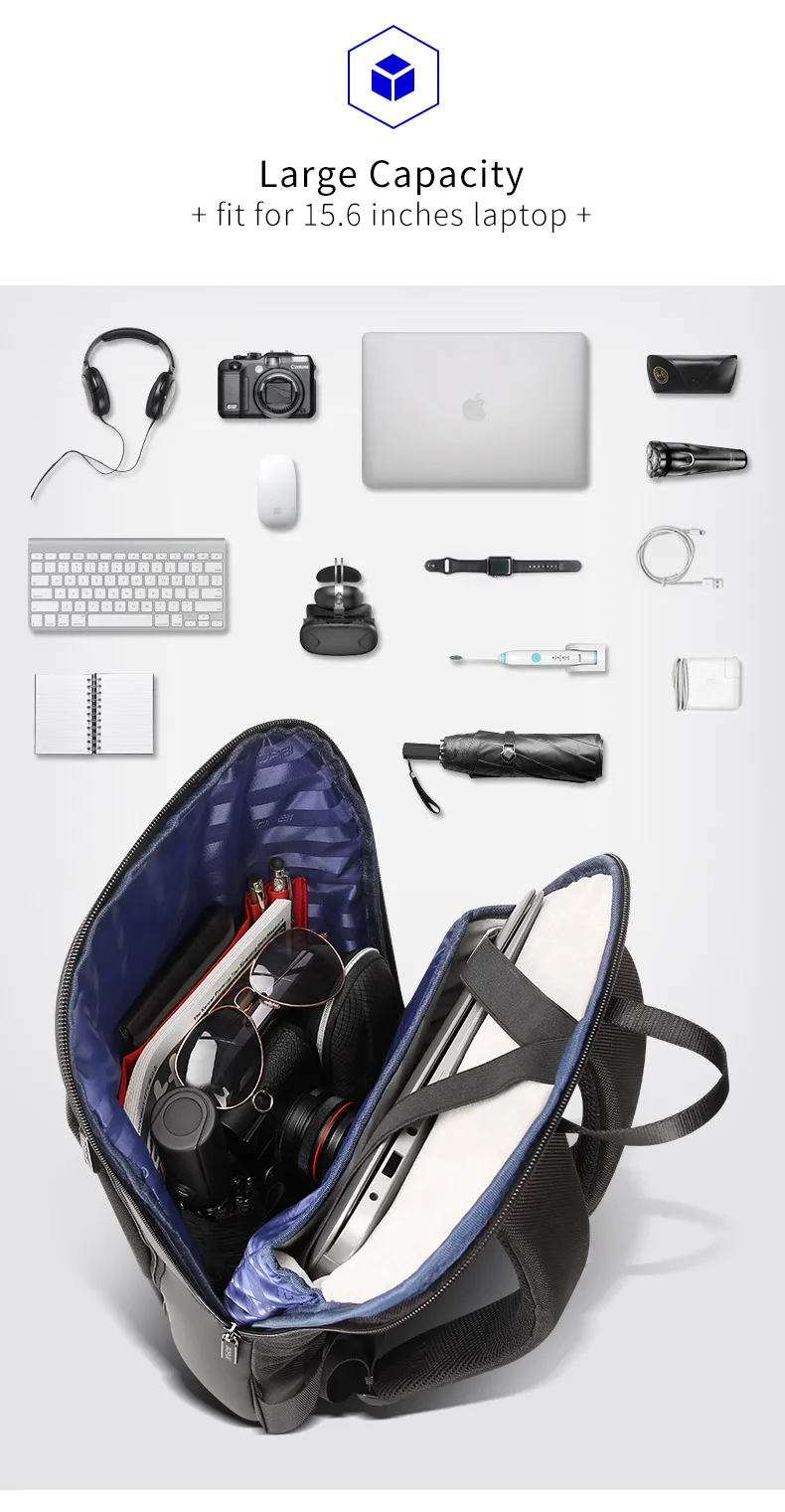 Laptop Backpack Men 15.6 inch Office Work Men Backpack Business Bag Unisex Black Ultralight Backpack Thin Back Pack