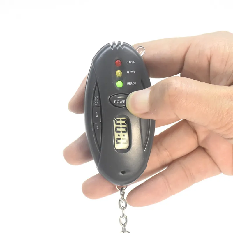 

Mini Flashlight Led Keychain Alcoholimetro Breathalyzer Parking Gadgets Digital Alcohol Tester With Lcd Clock Timer