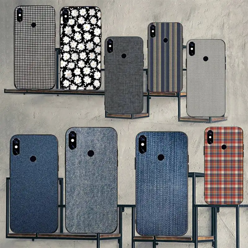 Модный чехол для телефона из джинсовой ткани в клетку Xiaomi Redmi 7 9t 9se k20 mi8 max3 lite 9 note 8