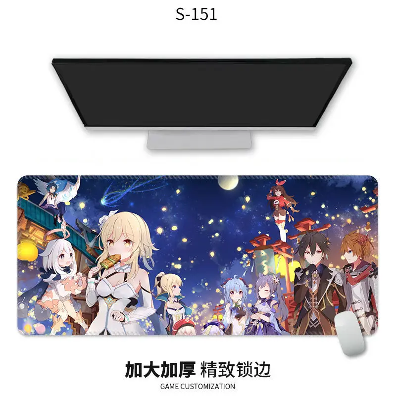 Genshin Impact 90x40cm large mousepad gamer Anime teclado gamer table mat is suitable for girls bedroom computer table mat genshin impact e sports game mousepad large computer desk pad student writing deskmat desktop keyboard pad animation