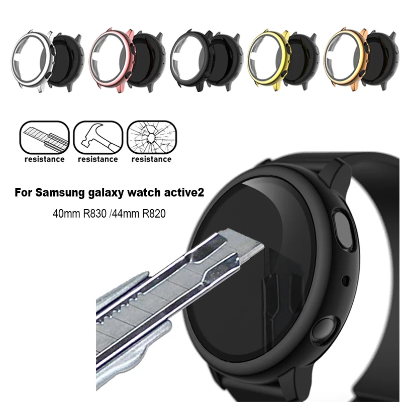 Protective Case Cover For Samsung Galaxy Watch Active 2 44mm 40mm Glass