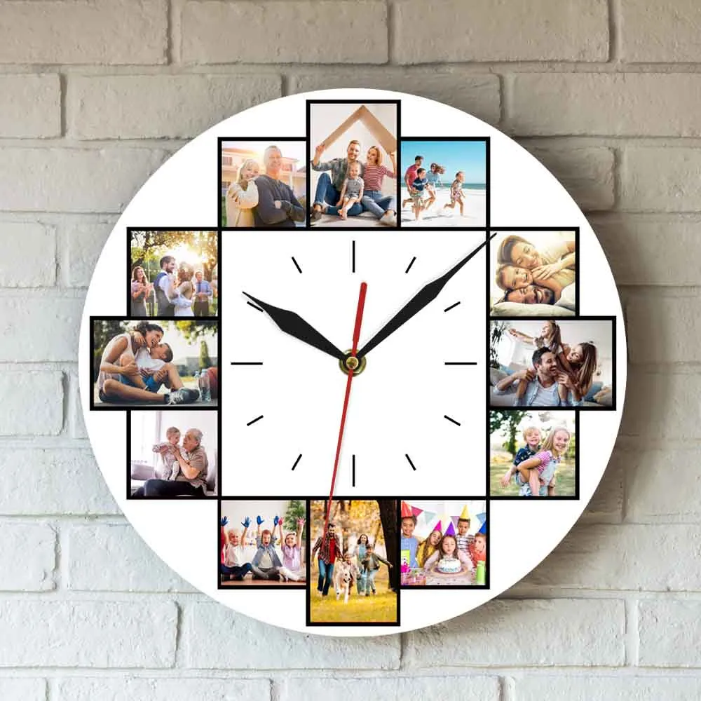 Ruixia Horloge Personnalisable Avec Photo Horloge Murale En Cadre Photo Horloge En Verre Photo Personnalise Decoration Maison Bureau Cadeau Pour Noel Maman Papa Anniversaire Cuisine Et Maison Pendules Murales Kalchem Com Pl