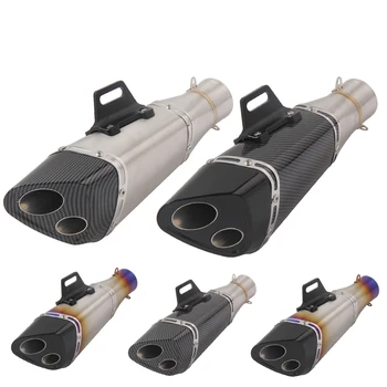 

38-51mm Motorcycle Modified Exhaust Tips Muffler Vent Pipe with Two Holes Stainless Steel