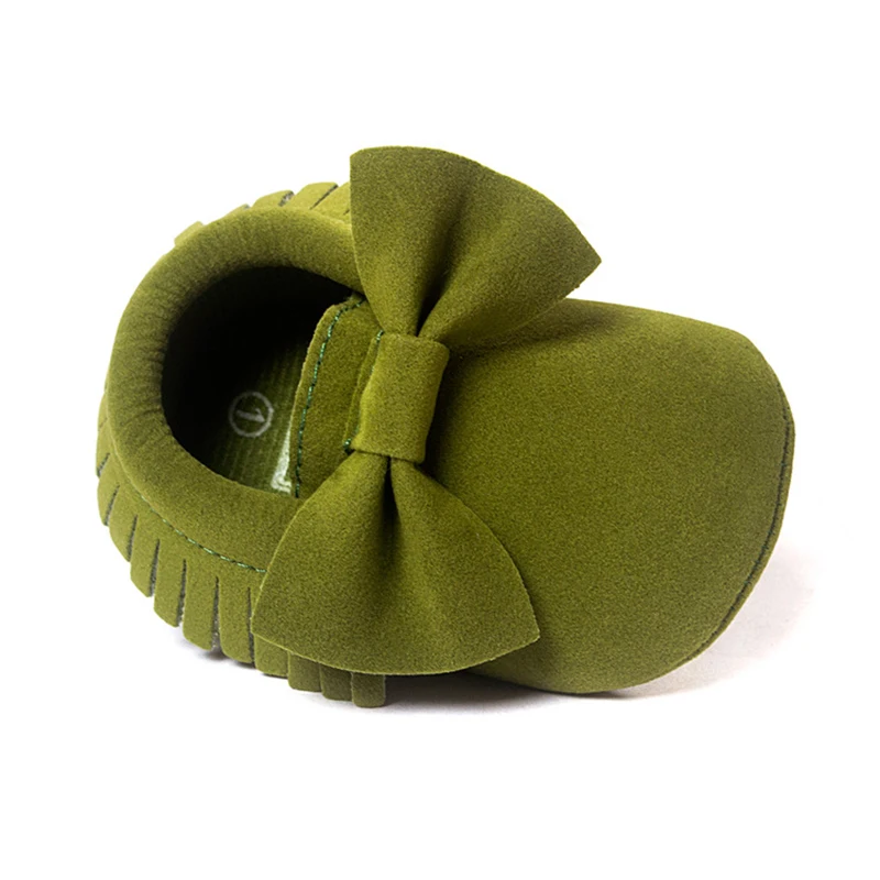 Mori Green Frosted B Обувь для маленьких девочек; обувь для малышей; мокасины для новорожденных; мягкая нескользящая обувь с бахромой на мягкой подошве для мальчиков и девочек - Цвет: Mori Green Frosted B