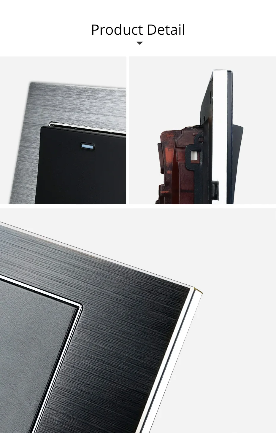 Luxo cetim Metal Painel Dimmer Switch, Rotary