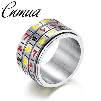 

Classic Fruit Slot Machine Turnable Titanium Steel Rings Fun Game Ring Jewelry Lucky Game Ring For Men & Women