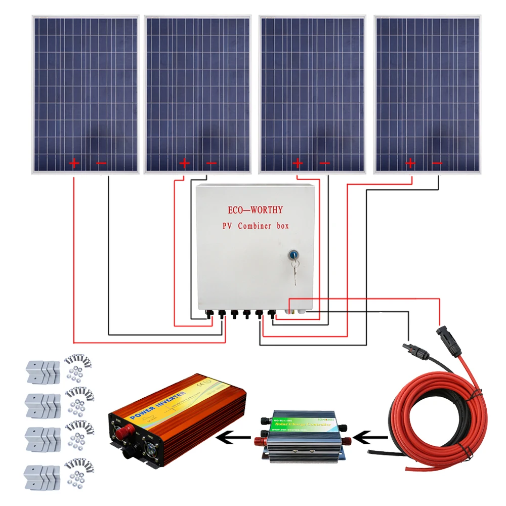 6-String солнечный PV массив Combiner Box W автоматические выключатели Защита от перенапряжения молний для решетки солнечной энергии системы