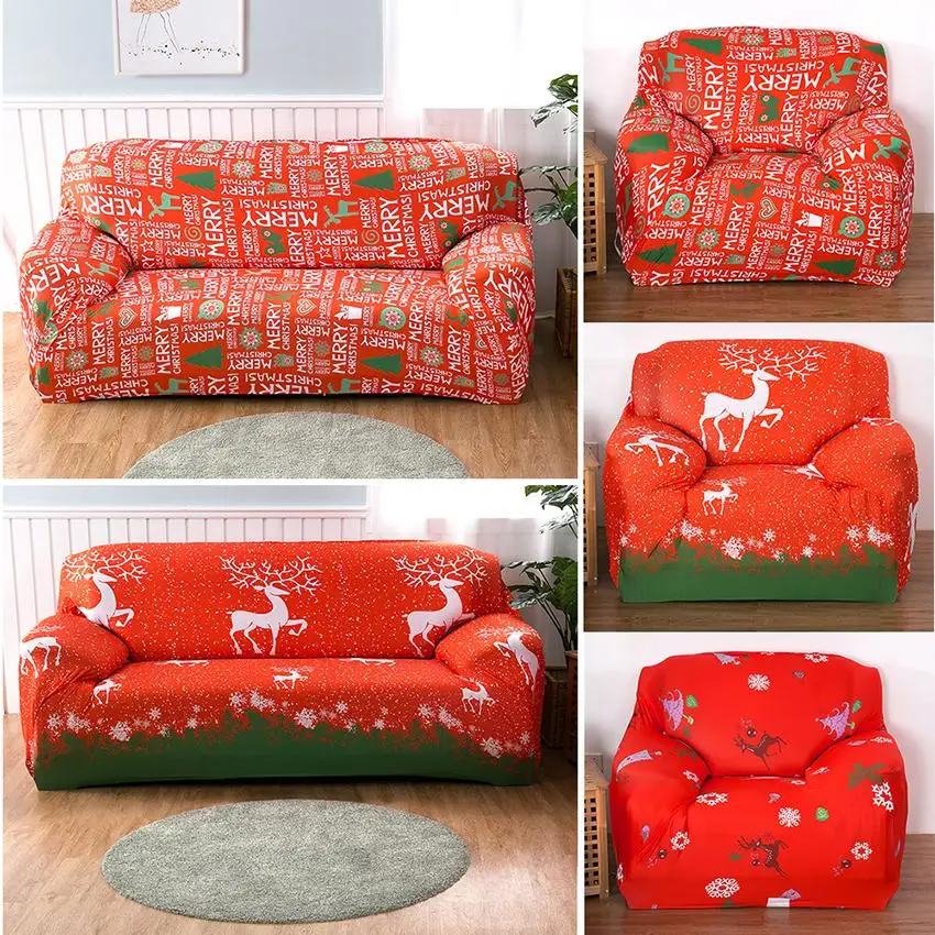 

Christmas Style Stretch Slipcovers Sofa Cover Sectional Elastic Full Couch Cover for Living Room Single/Two/Three seater