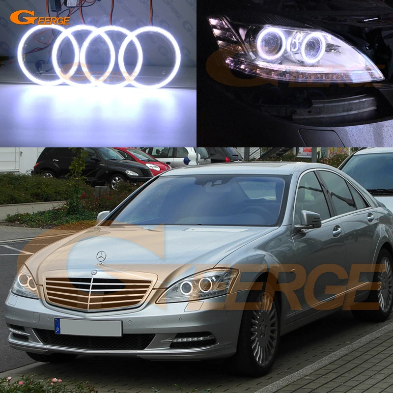 Отличные ультраяркие кольца в виде лампы дневного света для Mercedes Benz S Class W221 2010 2011