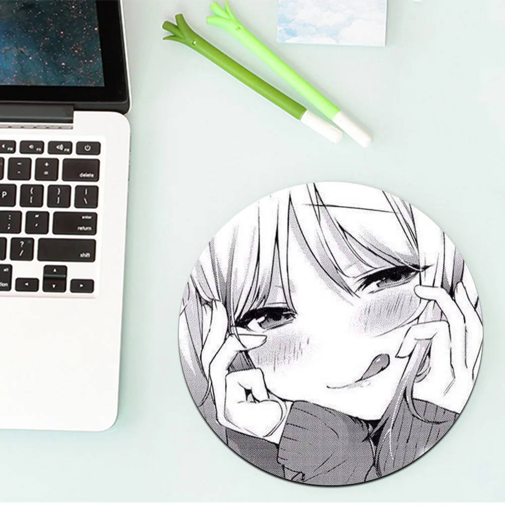 Anime Gaming Mouse Pads Sexy Girl Non-Slip Mat for Girls Cartoon Round Mouse Pad Small for Laptop Diameter 20cm Ready Stock