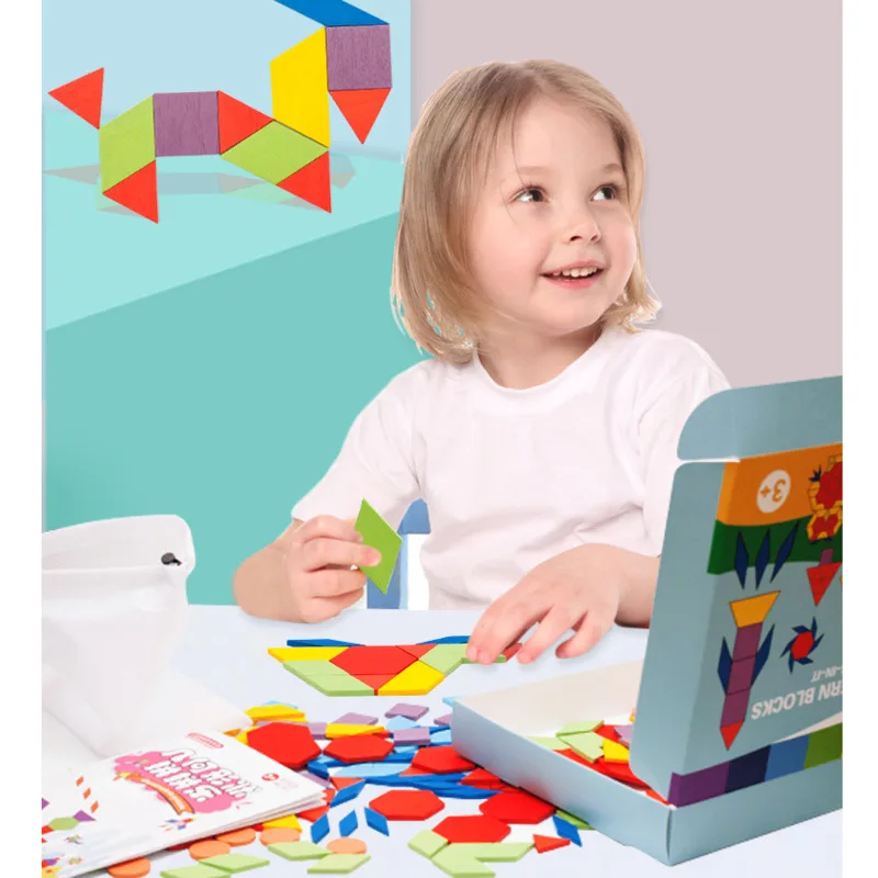 

Hot Sale 180Pcs Wooden Jigsaw Puzzle Board Set Colorful Baby Montessori Educational Toys for Children Learning Developing Toy