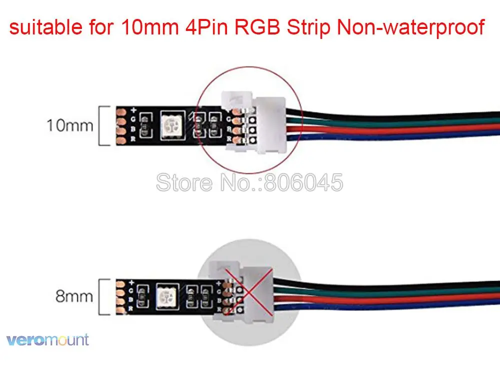 4Pin Solderless RGB Соединительный кабель для светодиодной 1-Way полосы для управления 2-Way полосы для прокладки разъем для 10 мм 5050 SMD полоски RGB