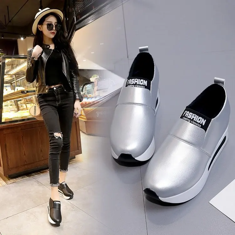 

WOMEN'S Shoes Elevator Slimming Versatile Casual Sports Shoes Spring And Autumn Korean-style Slip-on Loafers STUDENT'S Shoes