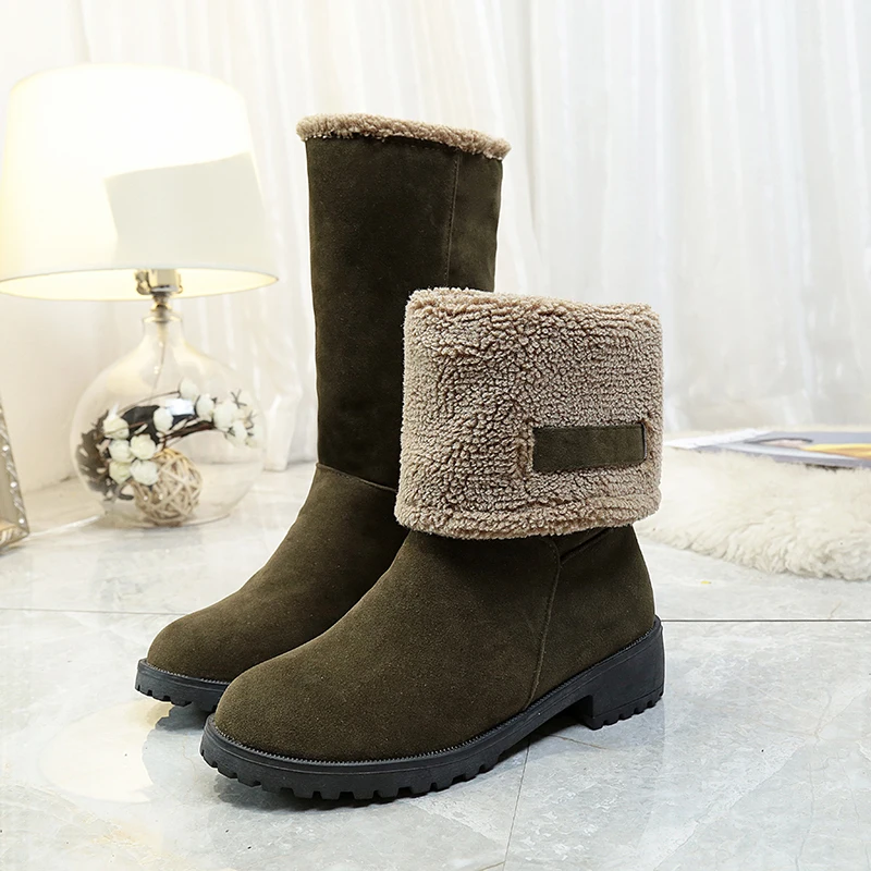 B.I.M. 2 стиля; Botas femininas; зимние ботинки; сезон осень-зима; Короткие Плюшевые Теплые женские ботинки на квадратном каблуке; mujer; большие размеры 35-40; T173 - Цвет: Army Green