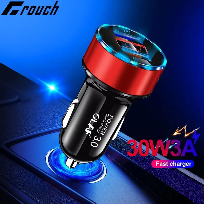 Автомобильное зарядное устройство OLAF 30W 5V 3A Dual QC 3 0 с быстрой зарядкой USB для iPhone X 8