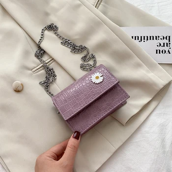 

Alligator PU Leather Crossbody Bag For Women 2020 Daisy Chain Mini Shoulder Handbag Female Travel Fashion Small Messenger Bag