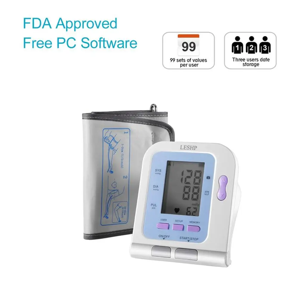 

2019 LESHP Electronic Automatic Sphygmomanometer Arm Blood Pressure Monitor with Blood Pressure Cuff 2.8 inch LCD Display