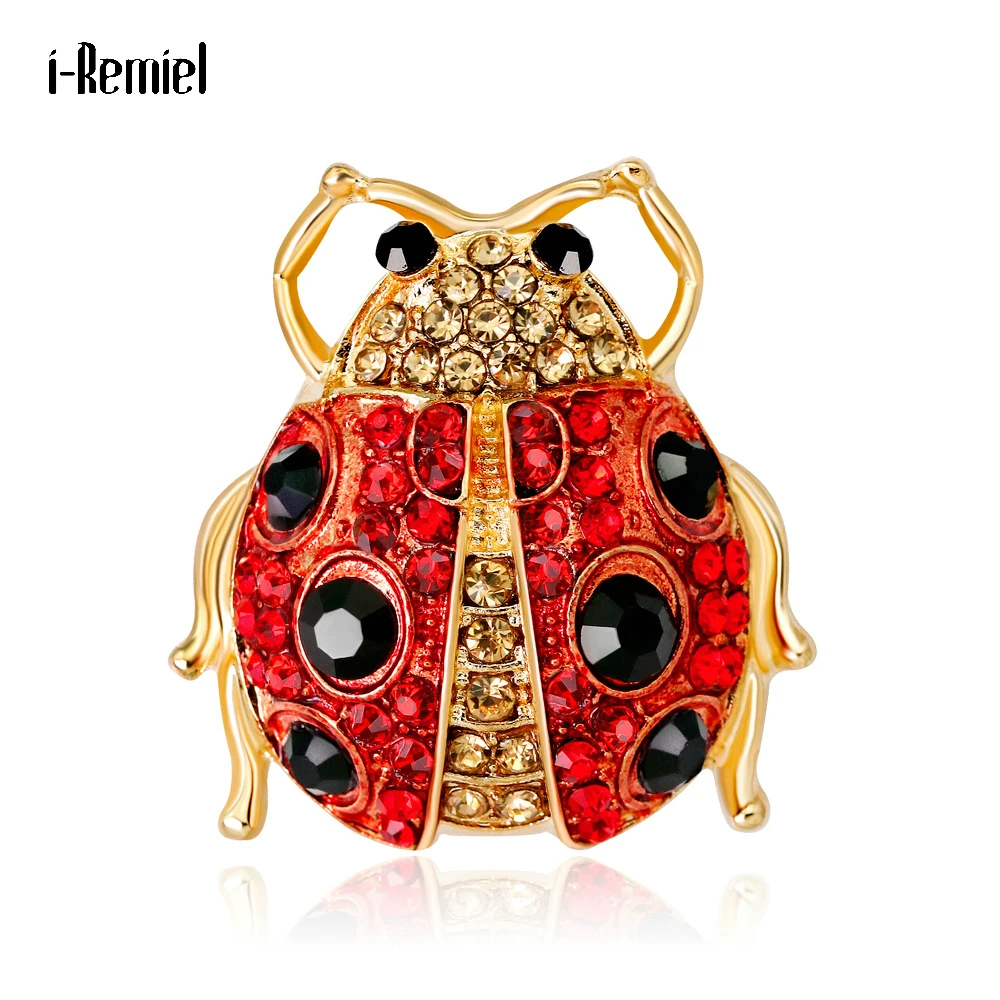 Fashion Ladybug Insect Brooch Retro Trendy Jewelry Luxury Cute Red Crystal Rhinestone Suit Coat Pin Female Clothing Accessories | Украшения