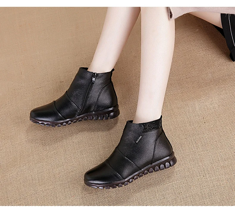 GKTINOO Women Boots Winter Shoes Fashion Woman Genuine Leather Wedges Ankle Boots Casual Keep warm Women Snow Boots