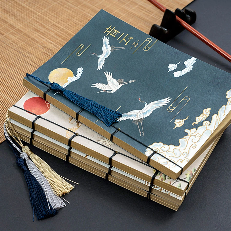 1pc Chinese Vintage Crane Fly Notebook Chinese Ancient Style Diary