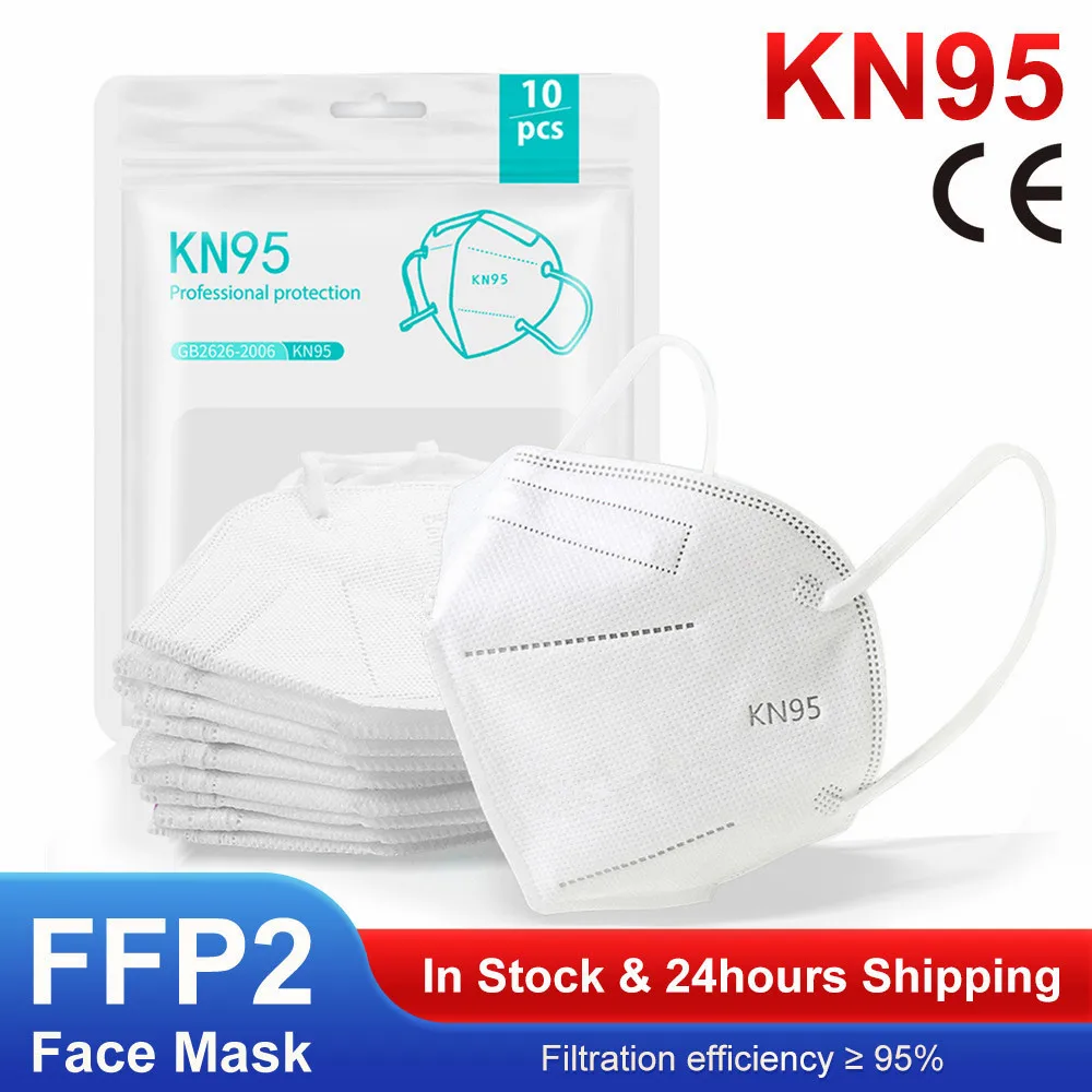 10-200 Uds KN95 Mascarillas FFP2 FPP2 reutilizable cara máscara 5 capas respirador de filtro ffp2mask protección higiénica máscaras de adulto CE