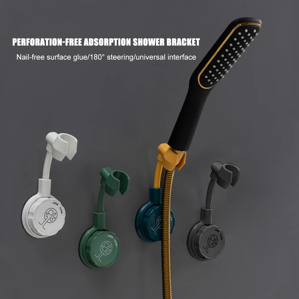 Seamless Shower Head Fixed Base Hook Punch Free Shower Mounting Bracket Holder Adjustable Wall Mount Bathroom Accessories afbeelding