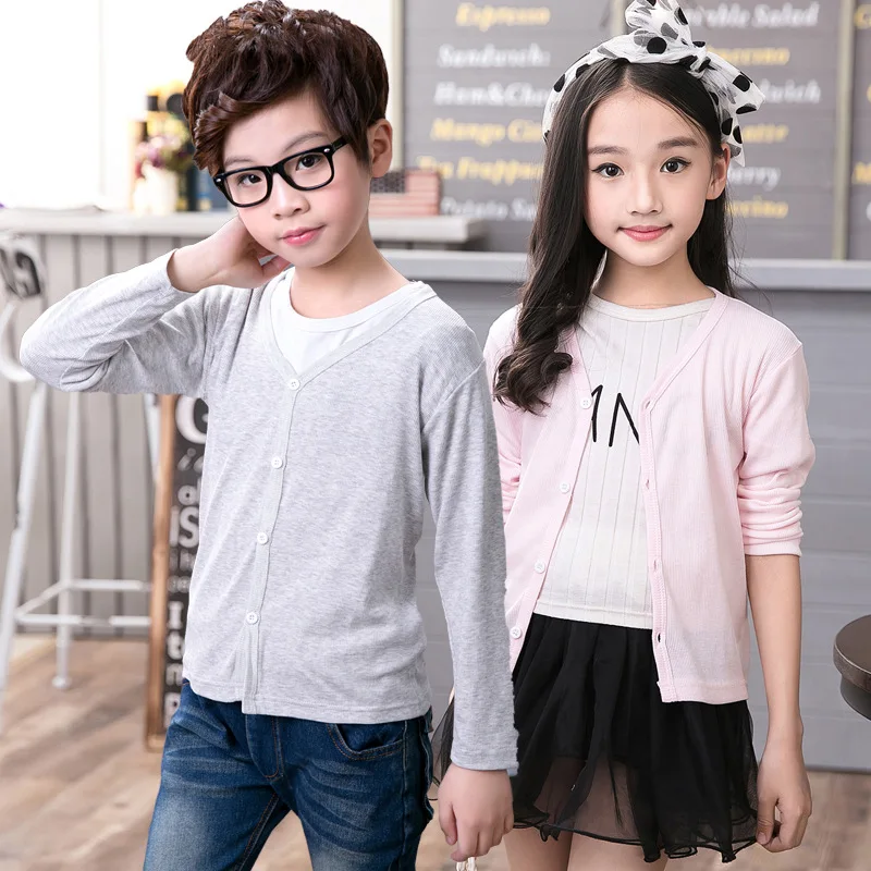 

2019 Autumn And Winter New Style CHILDREN'S Knit Cardigan Solid Color Men And Women Children Candy-Colored Long Sleeve Cotton An