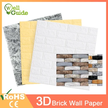 

3D Wall Paper Marble Brick Waterproof Wall paper DIY Self-Adhesive Paper Wallpaper 3D Decor For Living Room Bedroom Kids Room