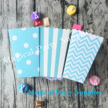 

Baby Shower Decoration Blue Snack Box 36pcs PopCorn Boxes Boy's Birthday Party mix 18 Colors Chevron Stripe Dot to Choose