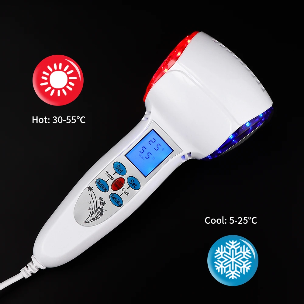 Facial Beauty Massager Hot Cold Hammer Cryotherapy Red Blue Photon Skin Lifting Tighten Anti-aging Shrink Pore Skin Care Spa