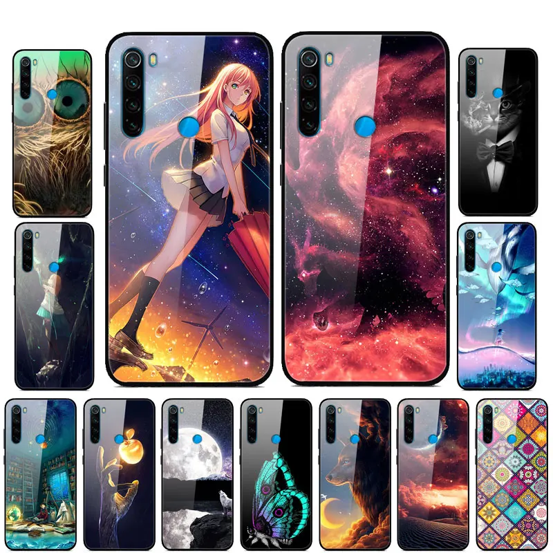 Case For Xiaomi Redmi Note 8T Phone Cover Tempered Glass Hard Back