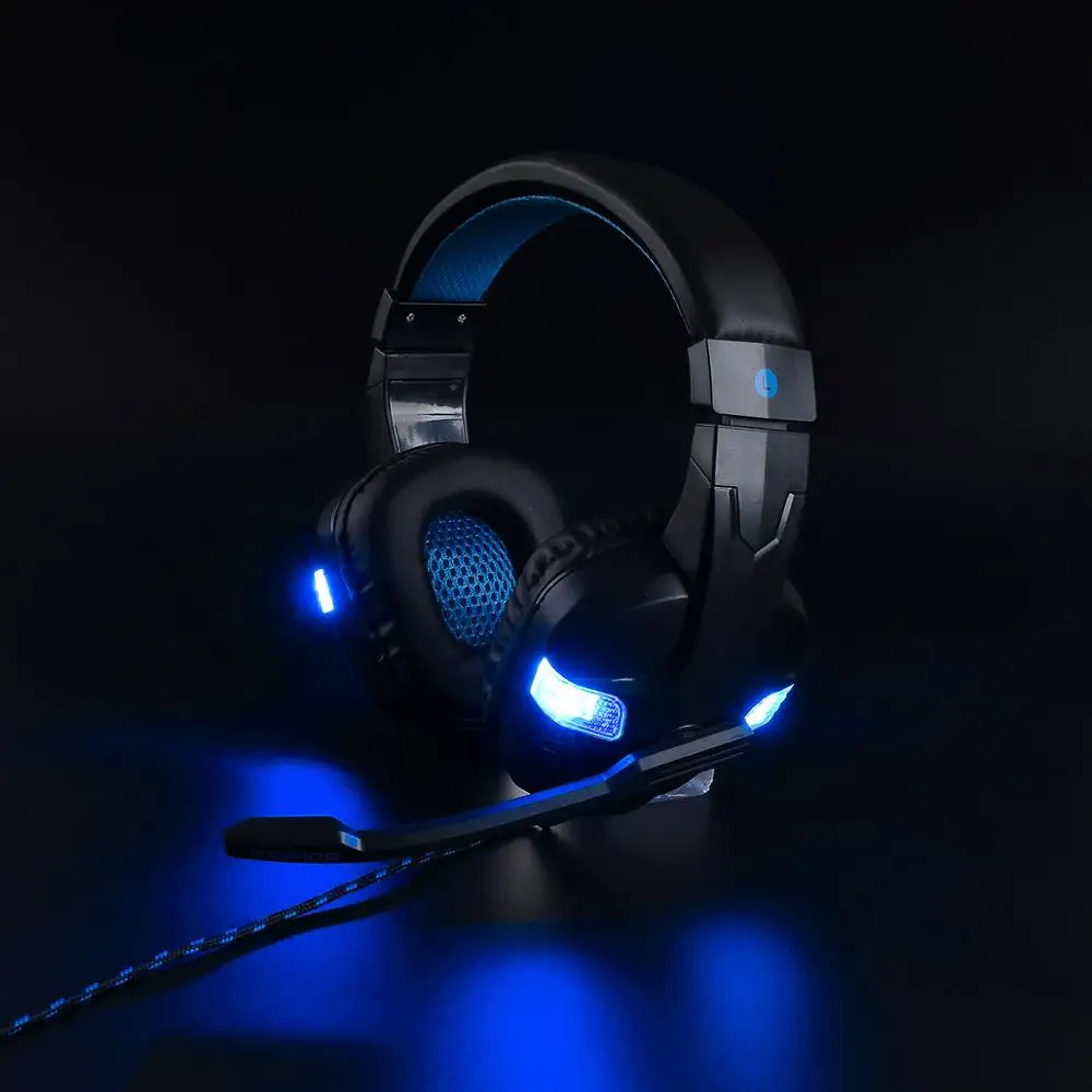 MO860 led bu Лучшая игровая гарнитура геймер шлем глубокий бас Игровые наушники для PS4 Xbox One компьютер ПК ноутбук с микрофоном светодиодный - Цвет: MO860 led bu