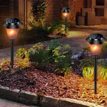 Светодиодная лампа для лужайки на солнечной батарее на открытом воздухе садовая дорожка газон светильник солнечный столбик светильник светодиодный Солнечный палка светильник s мерцающий пламя пейзаж