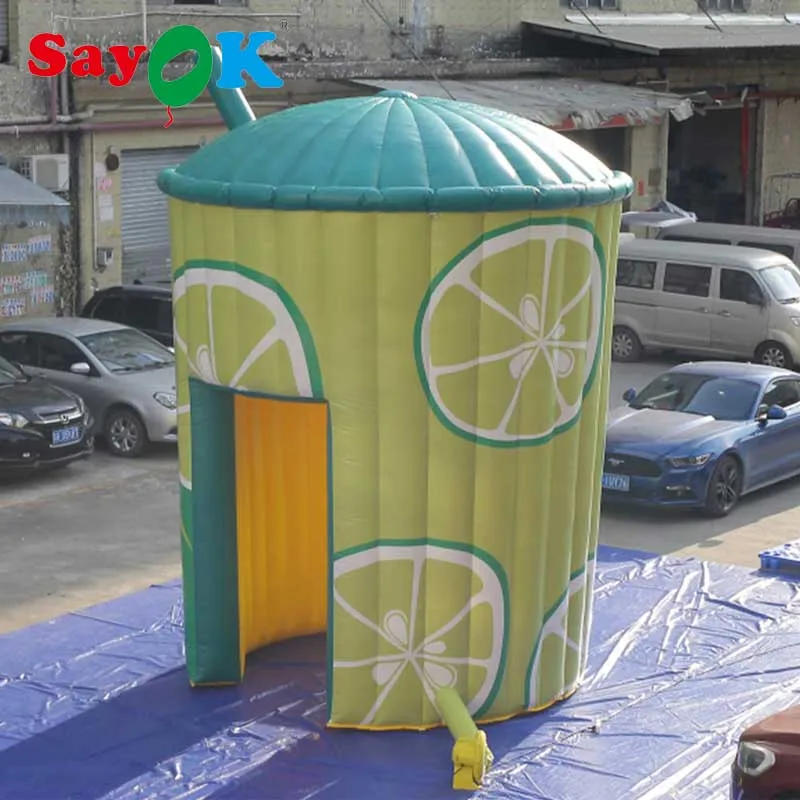 SAYOK ПВХ надувной Lemonade концессионный стенд кабина с воздуходувкой, надувная тележка-тележка для бизнеса(5 м высотой