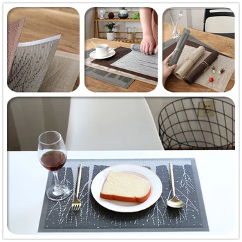 

Non-slip Kitchen Placemat Waterproof Dining Table Decoration PVC Restangle Table Mat Oil Resistant Manteles De Mesa
