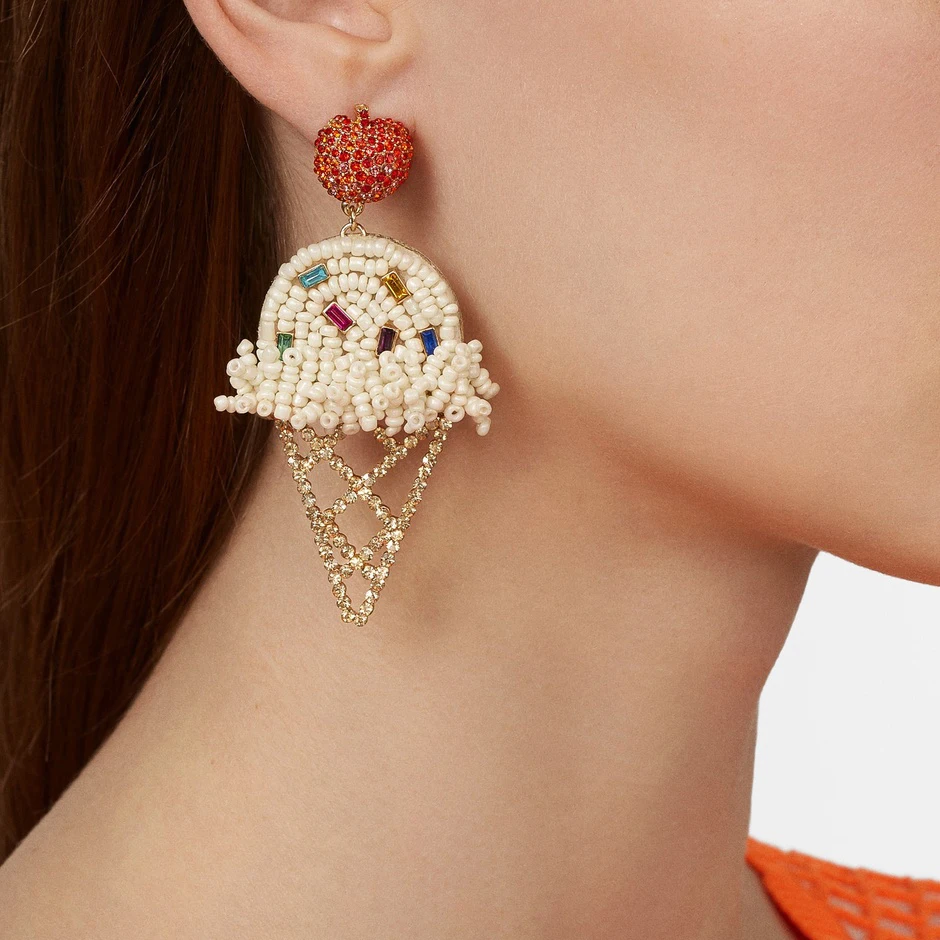 

Green/White Ice Cream Earrings 2019 Newest Summer Beaded Earring Fashion Mordern Drop Statement Dangle Earrings Brincos