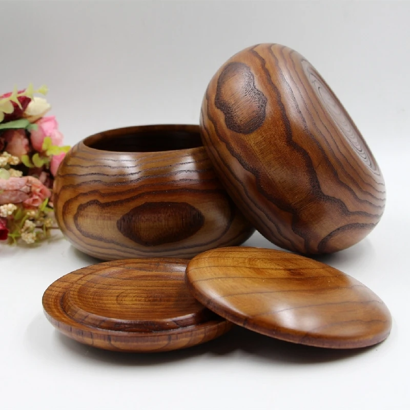 Wooden Go Game Bowls Bamboo Cans Chess Box