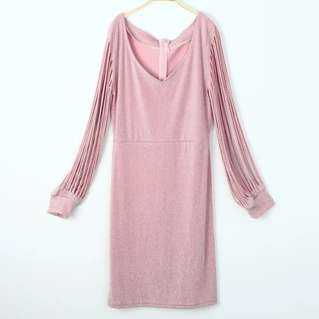 Fashion-Women-s-Solid-Color-Sequins-V-neck-Simple-Nightclub-Stitching-Shiny-Round-Neck-Sheath-Summer.jpg_640x640