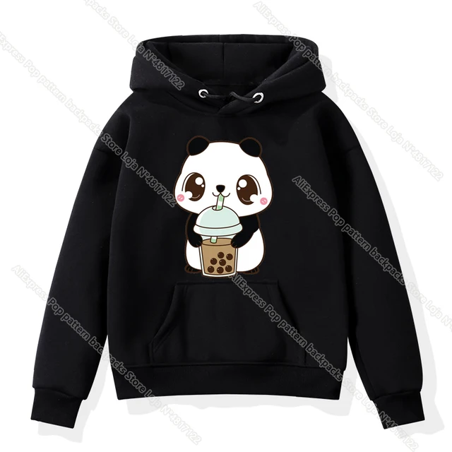 Children The Cute Corgi Panda Cat Drinks Milk Tea Hoodies Kids Toddler Baby Kawaii Cartoon Anime Harajuku Sweatshirts Girl Tops 4