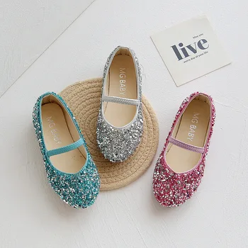 

Kids Shoes for Girl Toddlers Baby Girls Leather Shoes Children's Princess Wedding Flats Glitter Sequined Shoes SMG130