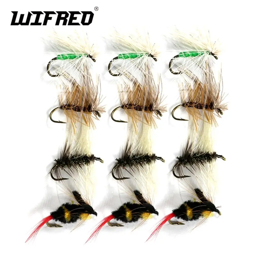 Wifreo 12 шт./кор. нахлыстом летающая приманка набор &quotшмель&quot &quot+ Caddis цвета: зеленый