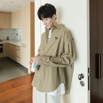 

/ men's wearcotton and linen shirt for male 2020 spring summer new fashion handsome loose long sleeve korean tops 9Y2427